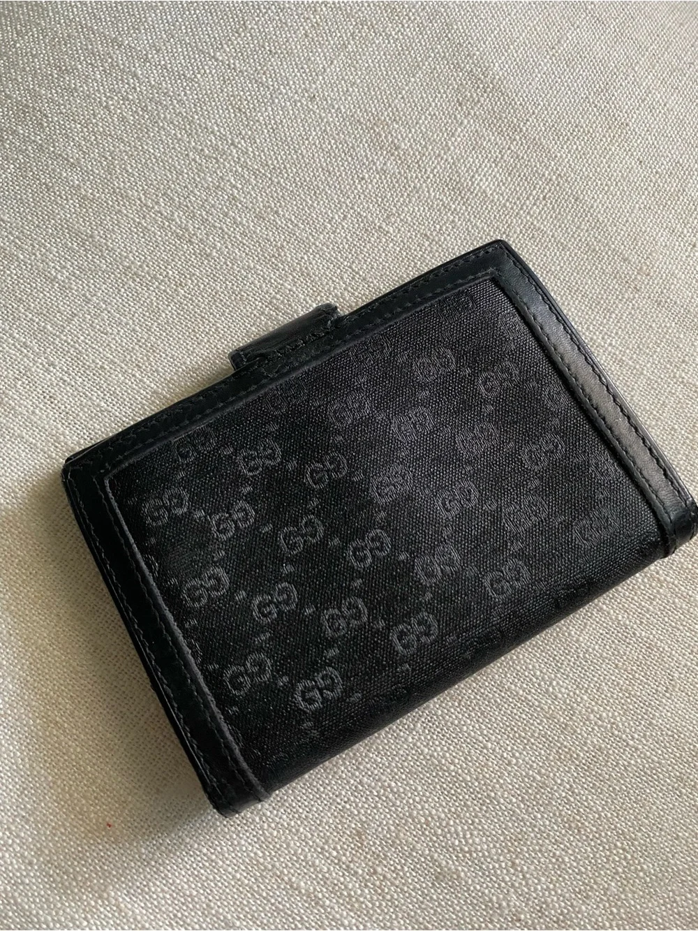 Vintage Gucci Trifold Wallet Card Holder Micro GG Black